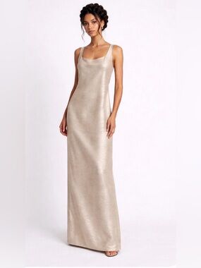 FRASCARA Beige Gold Evening Dress (size 10)